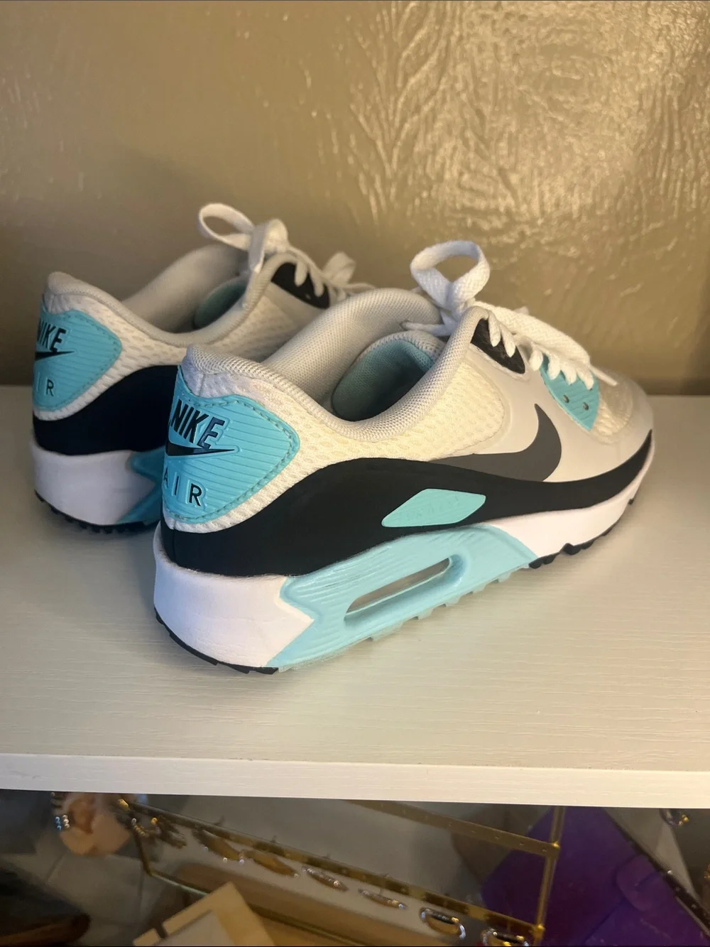 Nike White Sneakers with Teal Accents